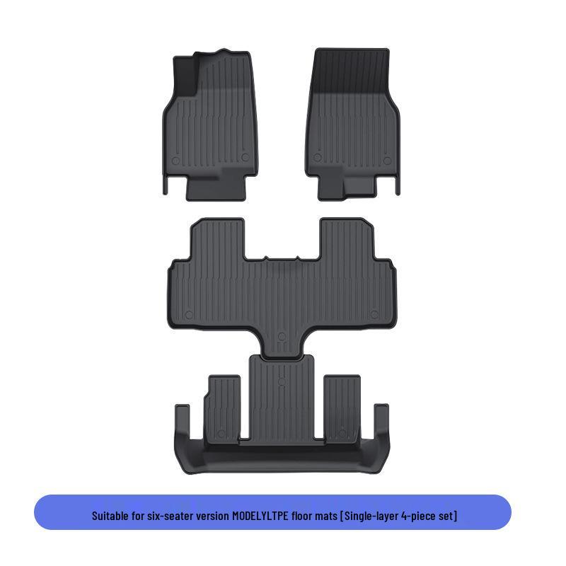 Tesla Model Y 6-Seat Floor Mats - Full Coverage TPE Pineapple Carpet Surface