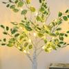 24 Led Green Leaf Artificial Birch Light, Tabletop Bonsai Tree Night Light For Home Room Christmas Tree Lamp Holiday Decoration