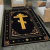 Covor cu Cruce Creștin Ortodoxă Design Retro Aurit În relief Cameră de Rugăciune Religioasă Sufragerie Covoraș al Credinței Idee Ornament pentru Creștini