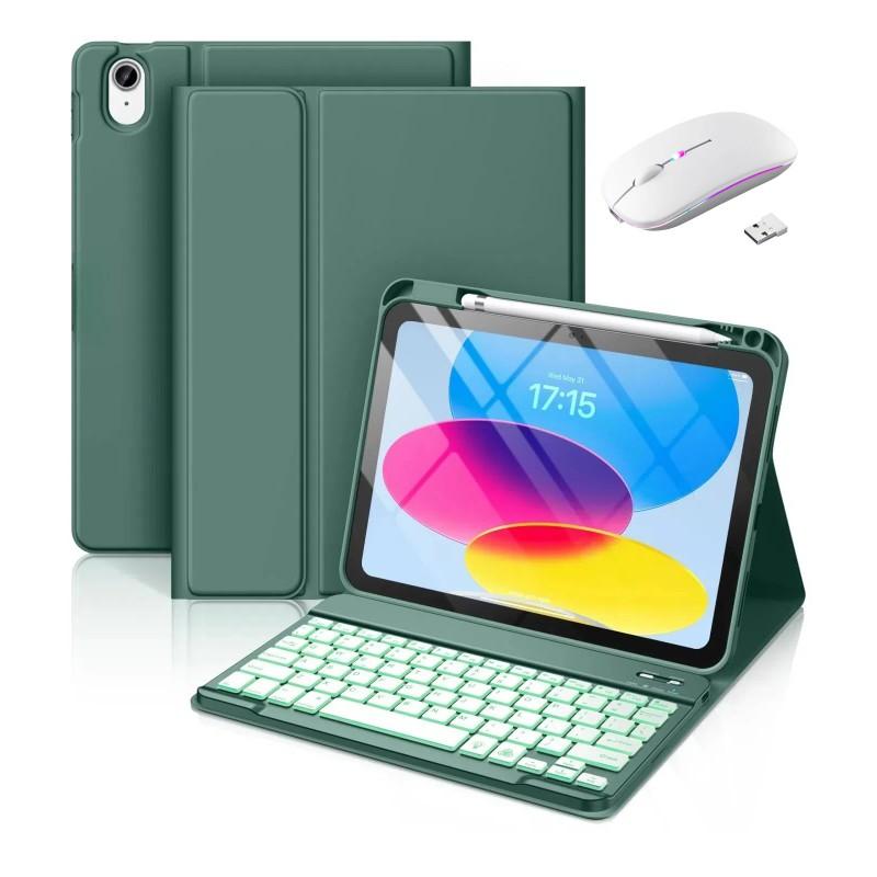 IPad Pro 11-inch Bluetooth Keyboard Case With Pen Slot Silicone Cover Smart Sleep Function RGB Backlit 10th Gen