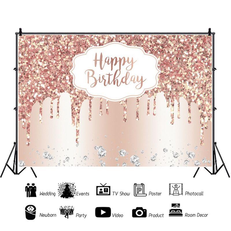 ABBY-180 X 120Cm Rose Gold Backdrop For Birthday Party Happy Birthday Backdrop For Women