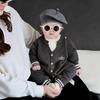 Infant Knit Romper with Blue Letter Embroidery - Autumn/Winter Two-Piece Design