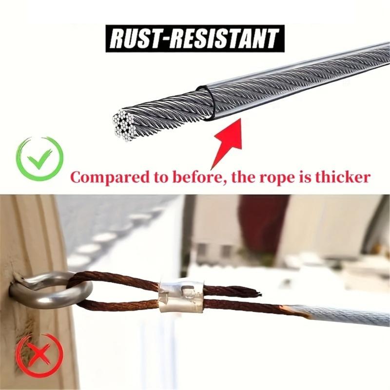 Outdoors Stainless Steels Clothes Line Portable Windproof Clothes Rope for Outdoor/Indoor/Home/Drying/Curtain Hanging