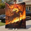 1pc Castle Fire Horse  - Throw Blanket, Soft, Flannel Blankets, Living Room,  All Seasons Use-1021157