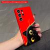 2DFlat Samsung Phone Case Black Cat with Yellow Eyes On Red Background Applicable To Galaxy S23 S24 S25ULTRA S26 A12 A14 A15 A16 A54 A55