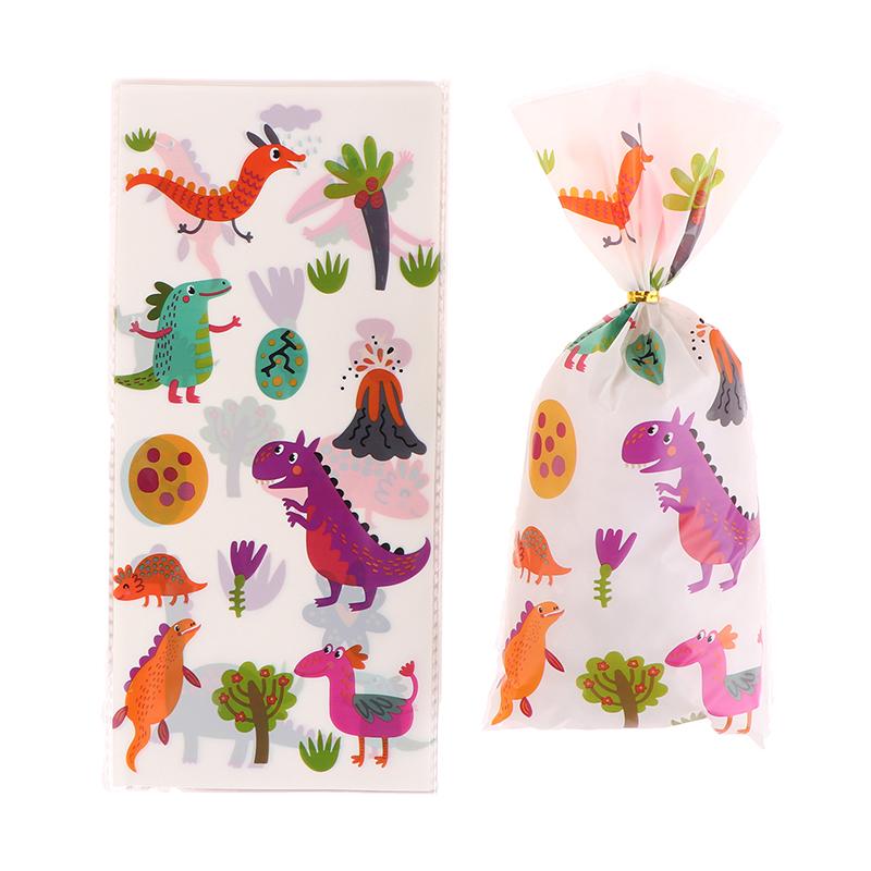 25Pcs Cute Dinosaur Plastic OPP Gift Bags Dino Roar Candy Cookies Packaging Bag Kids Jungle Animal Birthday Party Decor