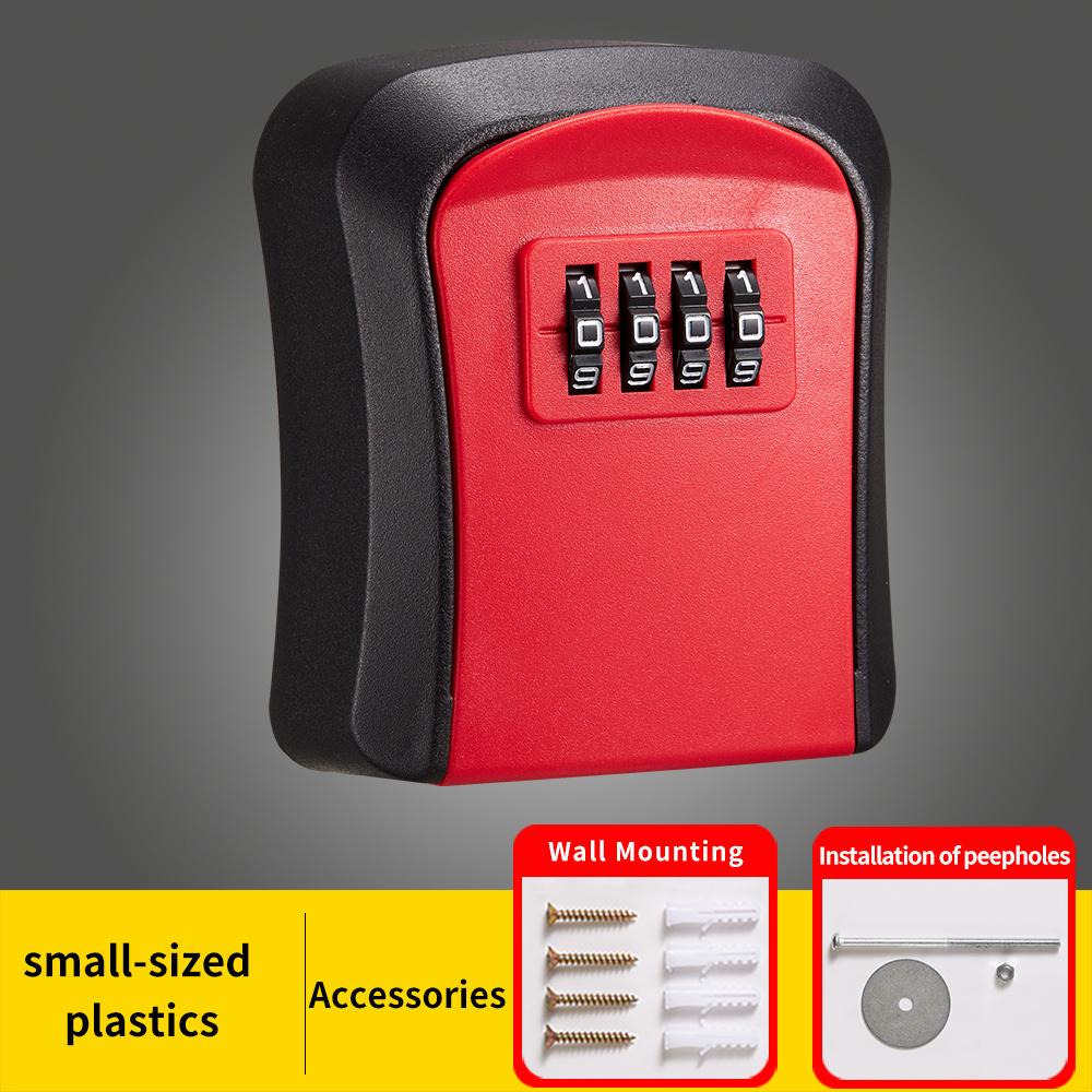 

Ящик для ключей с паролем, ящик для замка с паролем и аксессуарами, для ключей от двери, прочный водонепроницаемый ящик для хранения ключей, с возможностью сброса кода, с переносным штифтом красный