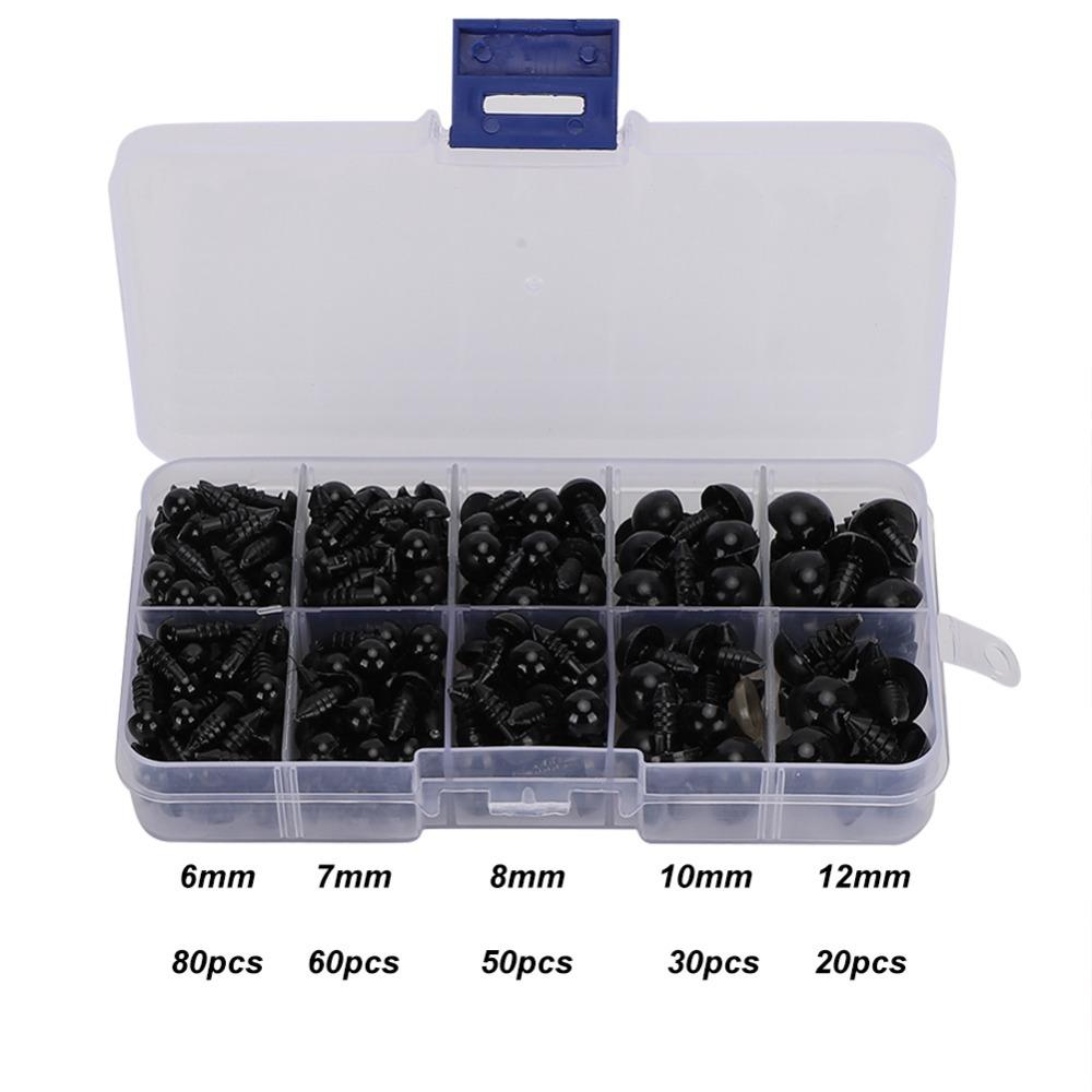 240pcs Plastic Safety Eyes Black Plastic Screw Type Eyes Doll Making Doll Eyes Felted Toy
