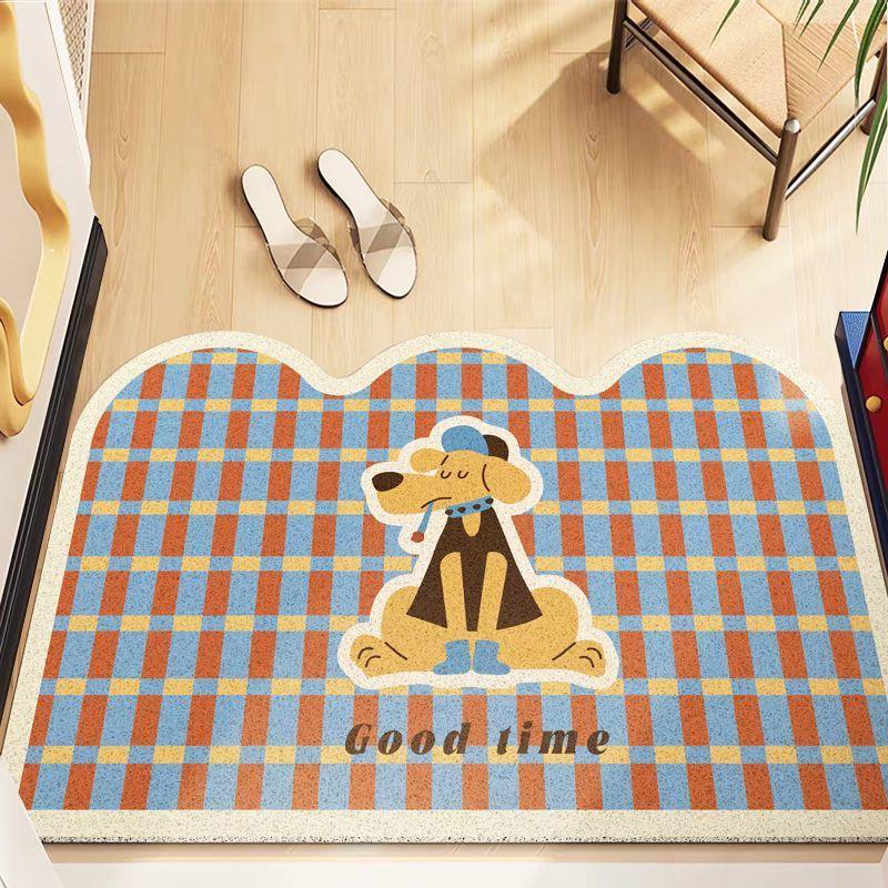 Cartoon Silk Circle Floor Mat, Porch Scraping Mud And Soil Entry Door Floor Mat, Household Can Be Cut, Dirt-Resistant And Easy To Take Care Of,