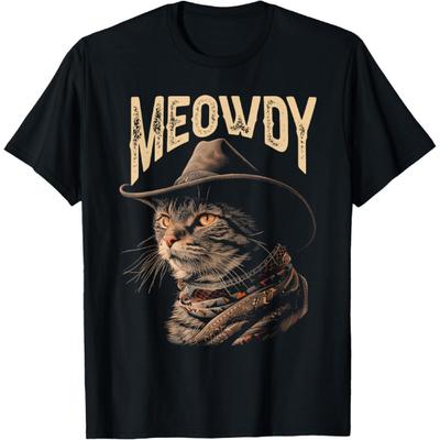 Grafisches Meowdy Klassische Kunst Katze Meme Country Musik Cowboy Katze T-Shirt