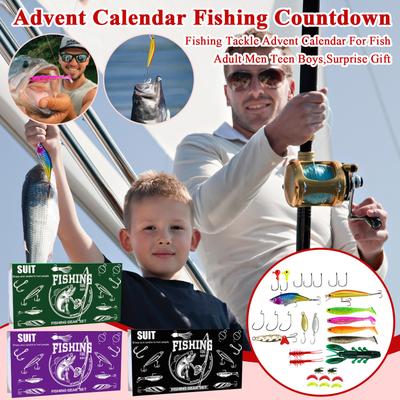 Advent Calendar Fishing Countdown, Fishing Tackle Advent Calendar For Fish Adult Men Teen Boys,Surprise Gift