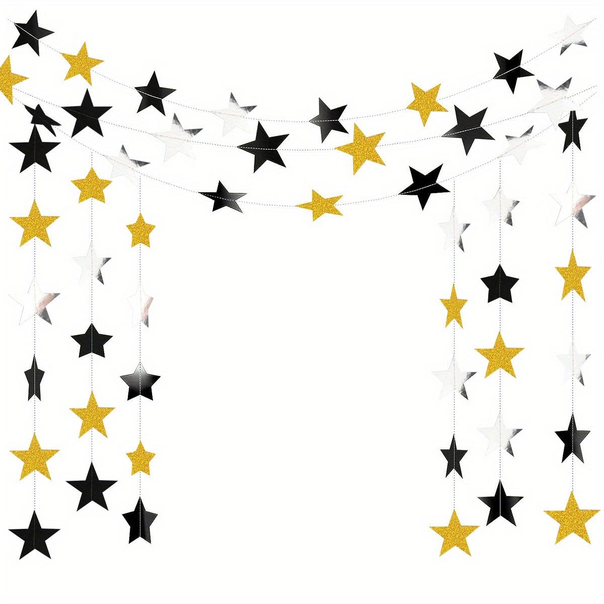 

Элегантная гирлянда из черных и золотых блестящих звезд длиной 2 м - Идеально подходит для новогодних, праздничных и свадебных украшений star