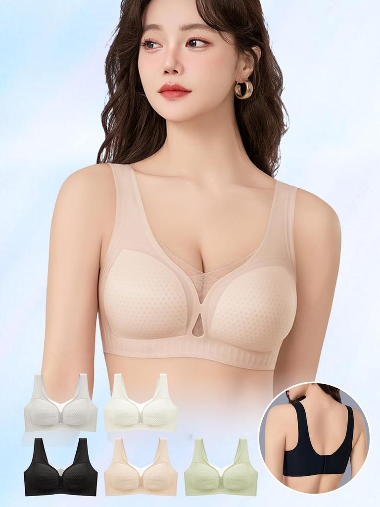 BreLira Summer Plus Cool to the Seamless Bra Jelly Sagging Breast Reduces Mesh Beautiful High No Constriction Bra, Wireless, Sizes, Touch, Ultra-Thin
