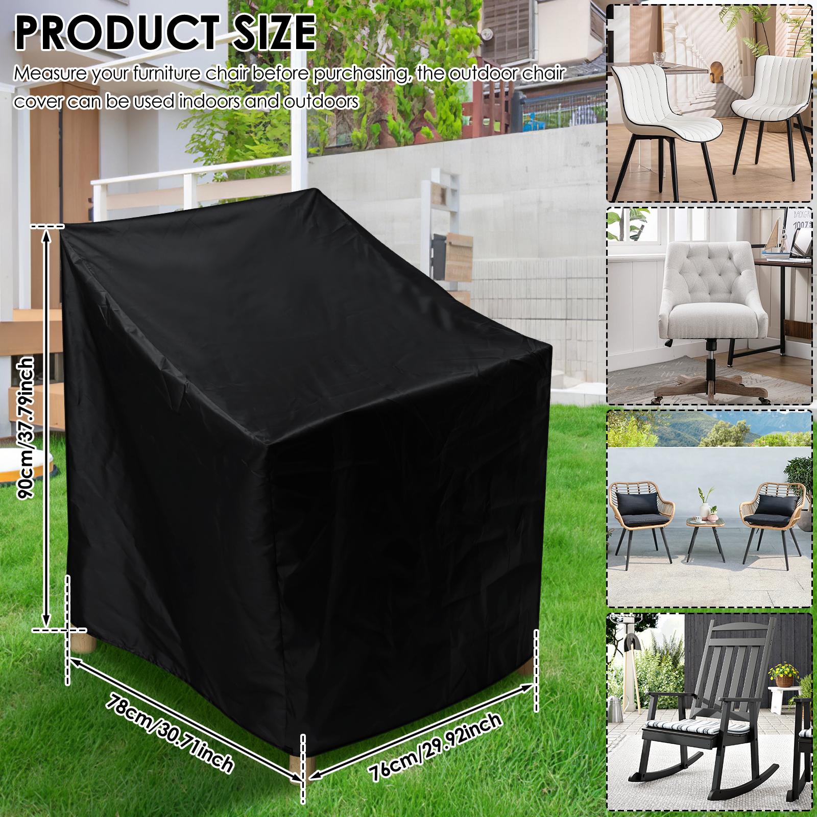 

2Pcs Garden Chair Cover 420D Oxford Fabric Waterproof Dustproof Furniture Chair Cover with Storage Bag Outdoor Chair Protector