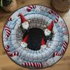 Christmas Gnome 3D Illusion Rug Festive Geometric Round Carpet Cute Nordic Gnome Floor Mat Christmas Gift Home Decor