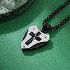 Pendant Necklace Men's Mechanical Style Shield Folding Fan Texture Two-Color Couple Pendant Sweater Chain