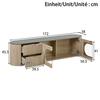 Mobile TV 172 cm – Ante 3D Texturizzate, Vetrina in Vetro, Scomparti con Cassetti e Ante - 172x38x45.5 cm - naturale