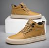 Fashion Men's High Top Shoes Autumn Winter Classic Men's Genuine Leather Casual Shoes Inner Elevated Shoes Outdoor Work Dress Shoes