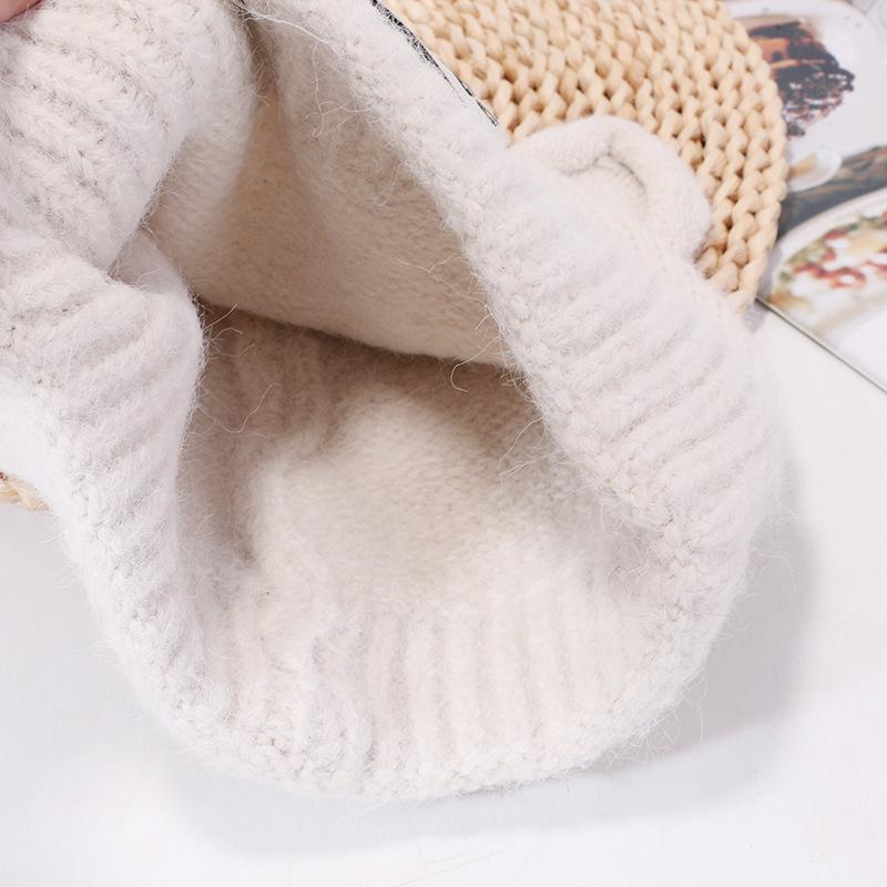 Bear Letters Versatile Autumn and Winter Hat for Women's Fashionable Cute Knitted Hat Korean Style Versatile Face Showing Small Pullover Wool Hat