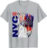 Tshirt Cool New York City Statue Of Liberty With Usa Flag Tshirt For Unisex Wounisex Graphic T Shirts Streetwear