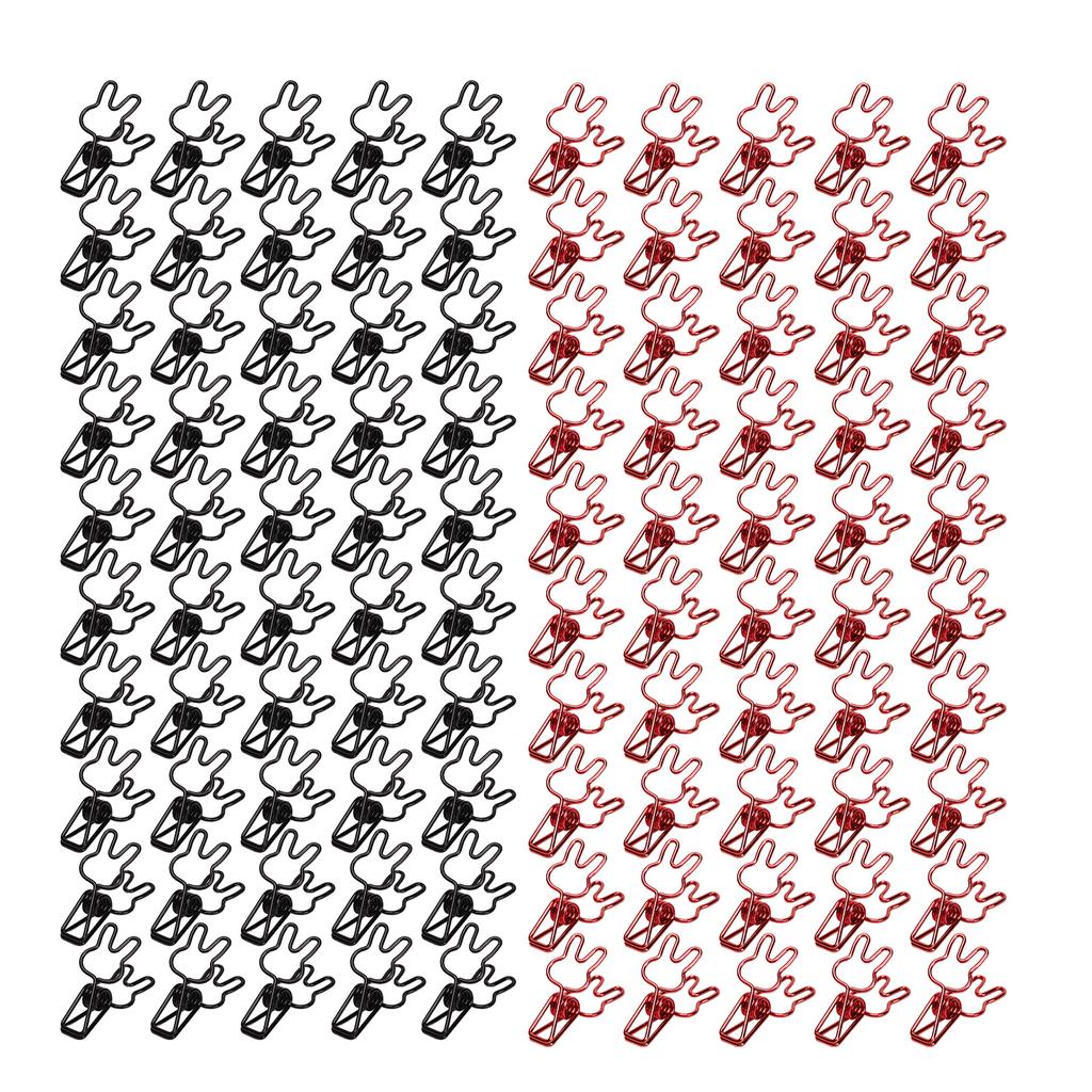 100Pcs Bunny  Clips Hollow Out Strong Metal Multi Purpose Small Paper Clips for Bags Clothes D