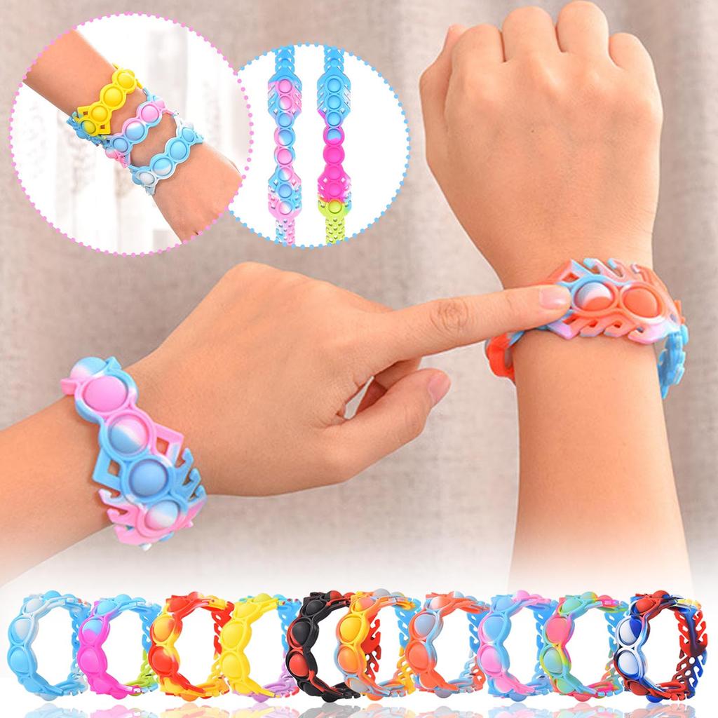 Silicone Sensory Fidget Bracelet Adjustable Pop Bubble Stress Relief Toy Wristband for Adults and Kids Durable Flexible Design