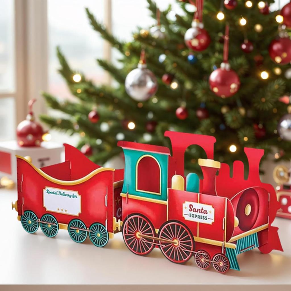 Creative Christmas Train Design Candy SantaTrain Present Box Paper Festive Gift Boxes Decorative Gift Boxes for Kids Birthday Party Gift Xmas Decor
