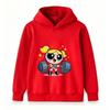 Kids Boys Girls Pullover Hoodie, Cute Bubbles Powerpuff Weight Lifting Cartoon Print Casual Soft Hooded Sweatshirt for Children Daily Wear