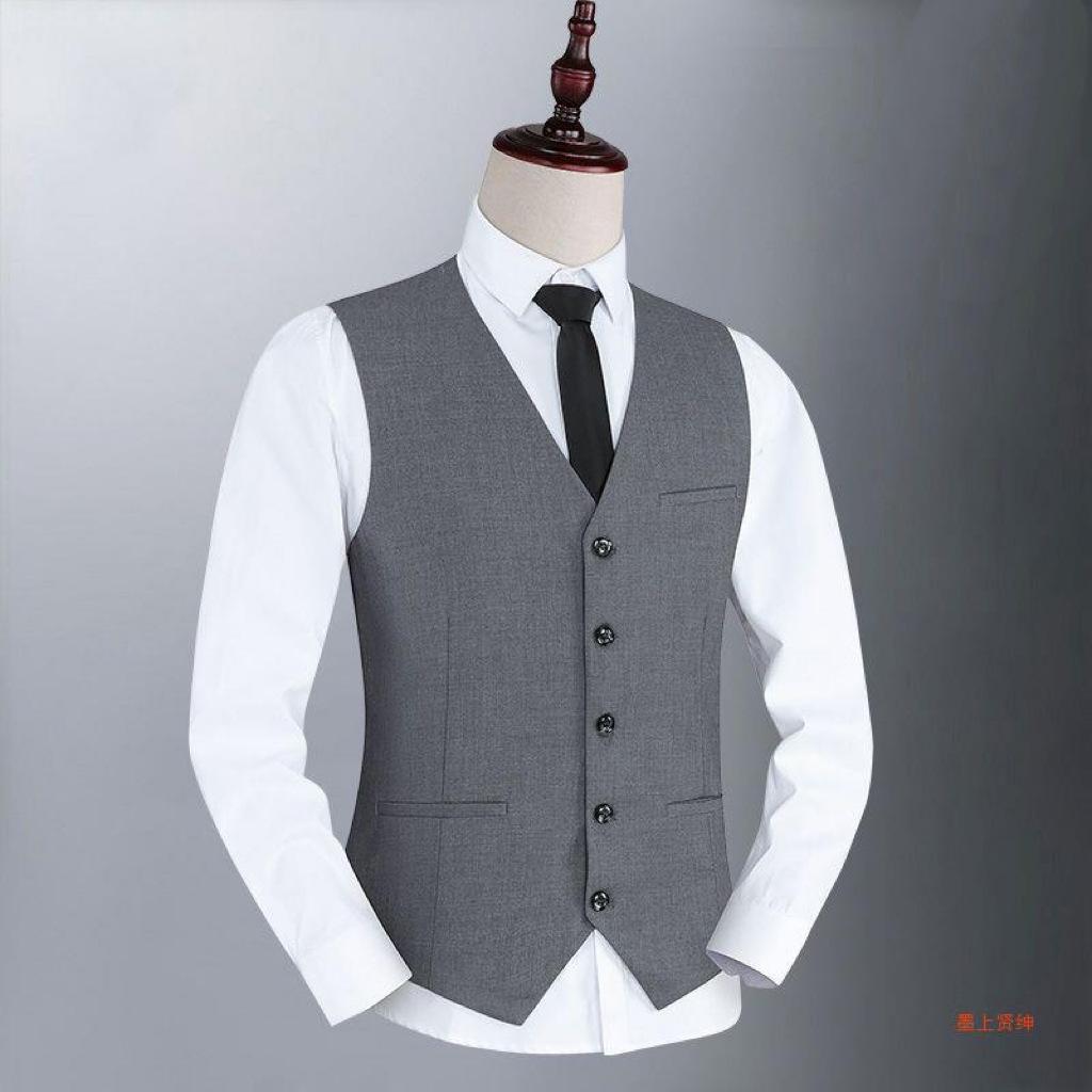 Vest Waistcoat Men's Brand Slim-Fit V Neck Dress Vests Mens Formal Business