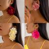 New Jewelry, Korean Fluffy Big Flower Earrings, Premium Flannel Lace Multi-color Earrings Set.