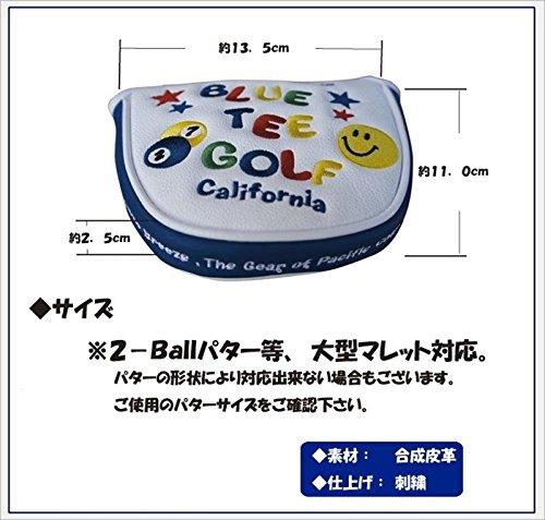 BLUE TEE GOLF California Mallet Putter Cover, SMAILE & PINBALL (Navy/White)
