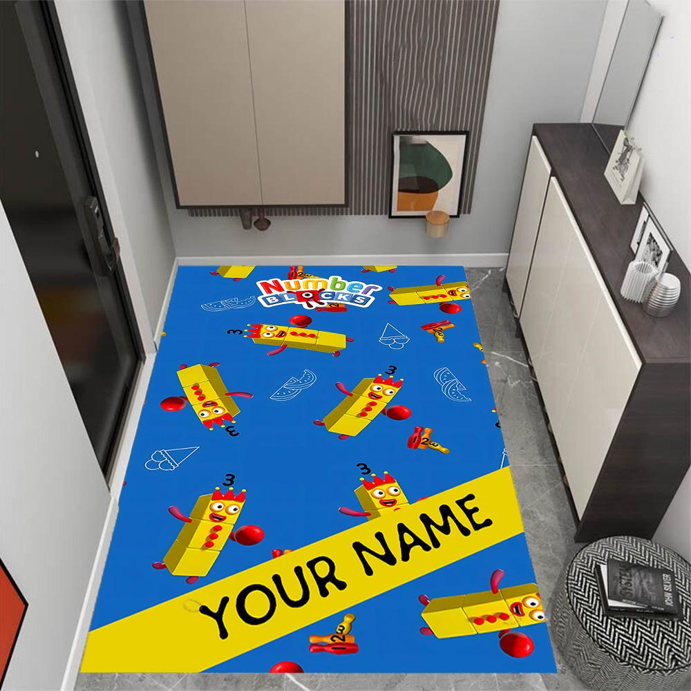 Tappeto da pavimento con blocchi numerici Inverno Divertente Nome Personalizzabile Tappeto per Ufficio Design per Stanze dei Giochi Camere da Letto Ingresso Tappeto Antiscivolo per Esterni Ufficio Arredamento per la Casa