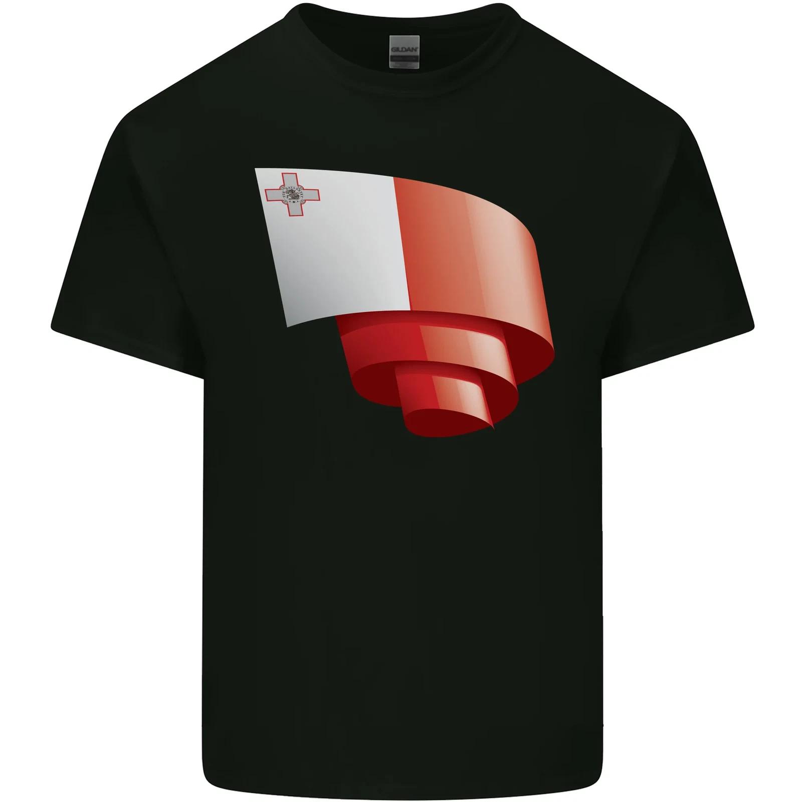 Curled Malta Flag Maltese Day Football Kids T-Shirt Childrens 4XL