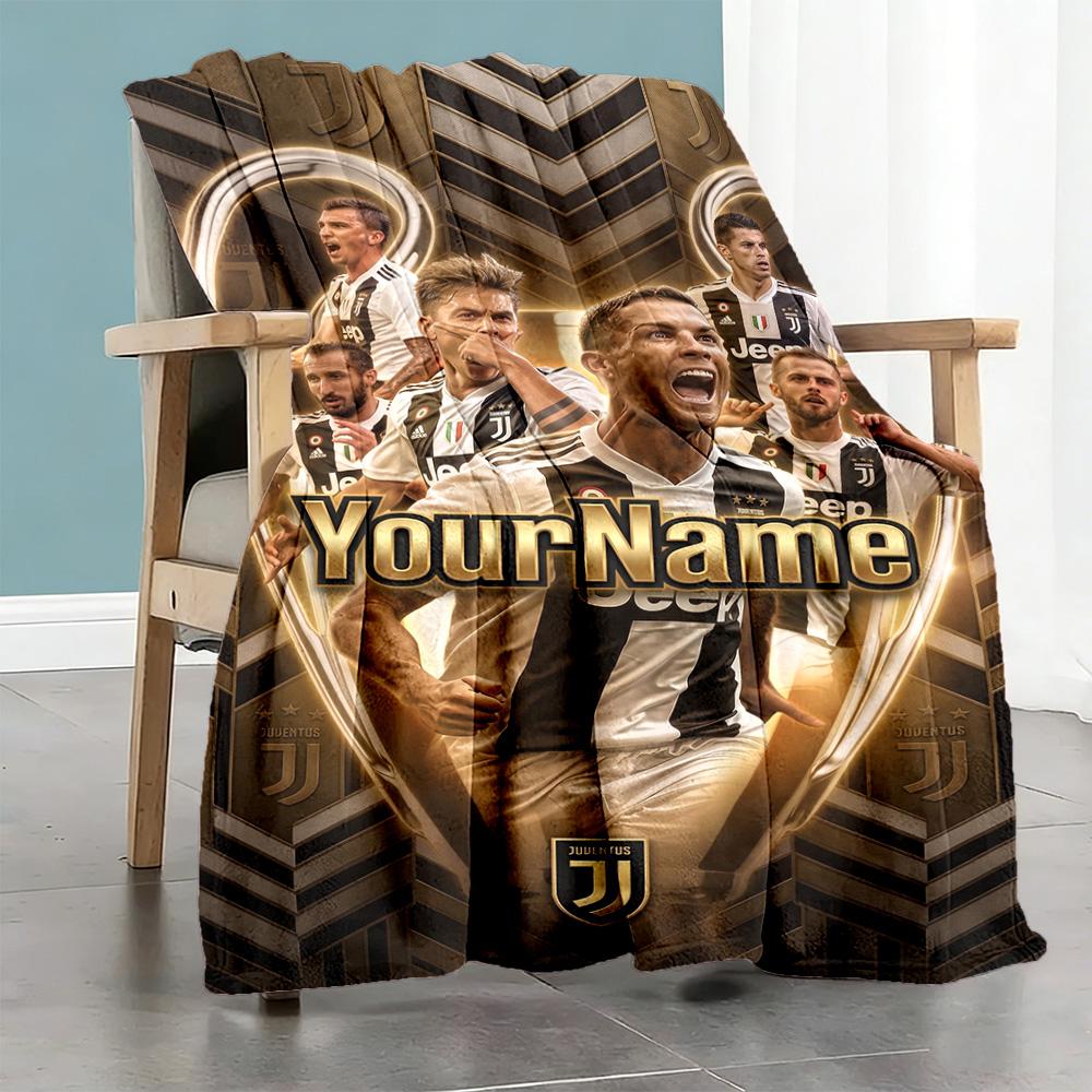 Juventus Customize Text Blanket Throw Customizable Blanket Warmthful Decor Suitable for Sofa Livingroom Picnics Couch for All Occasions