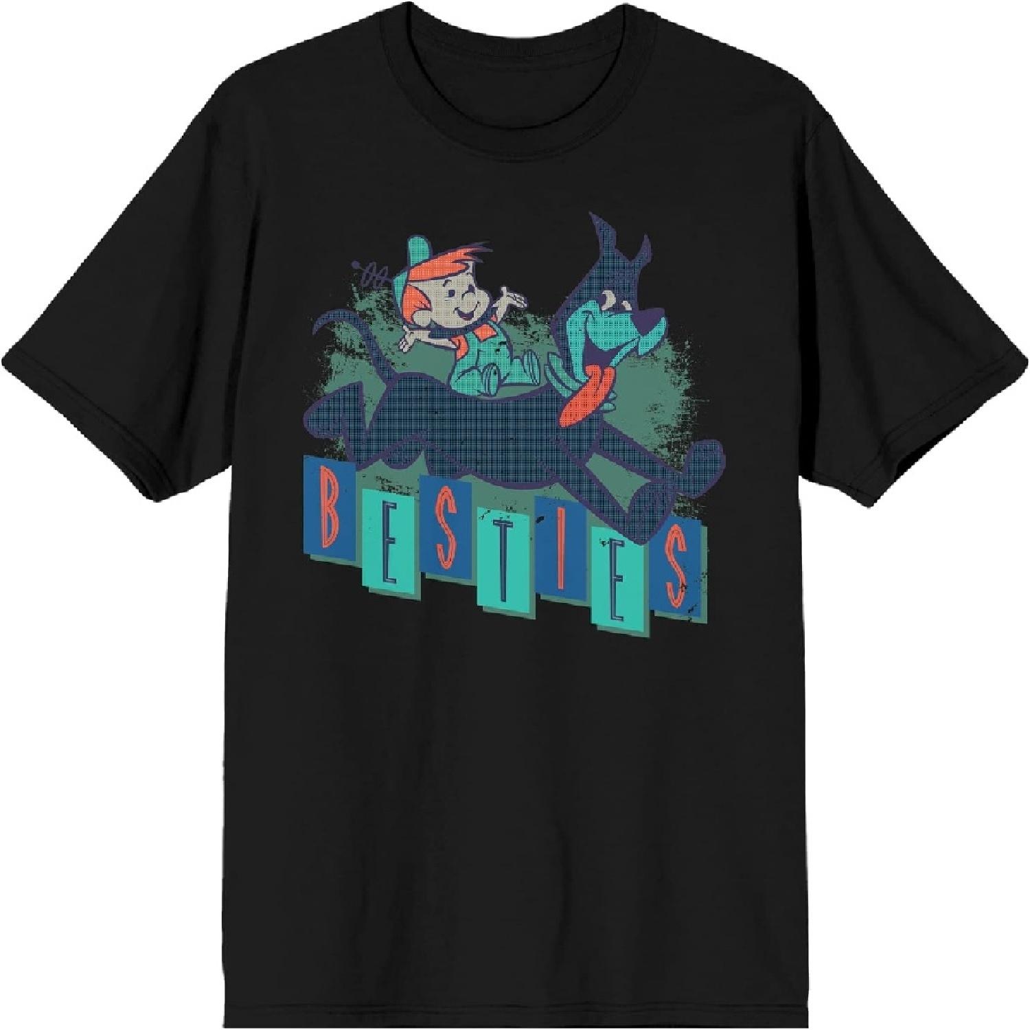 Bioworld Jetsons Besties Elroy and Astro Men s Black T-Shirt S