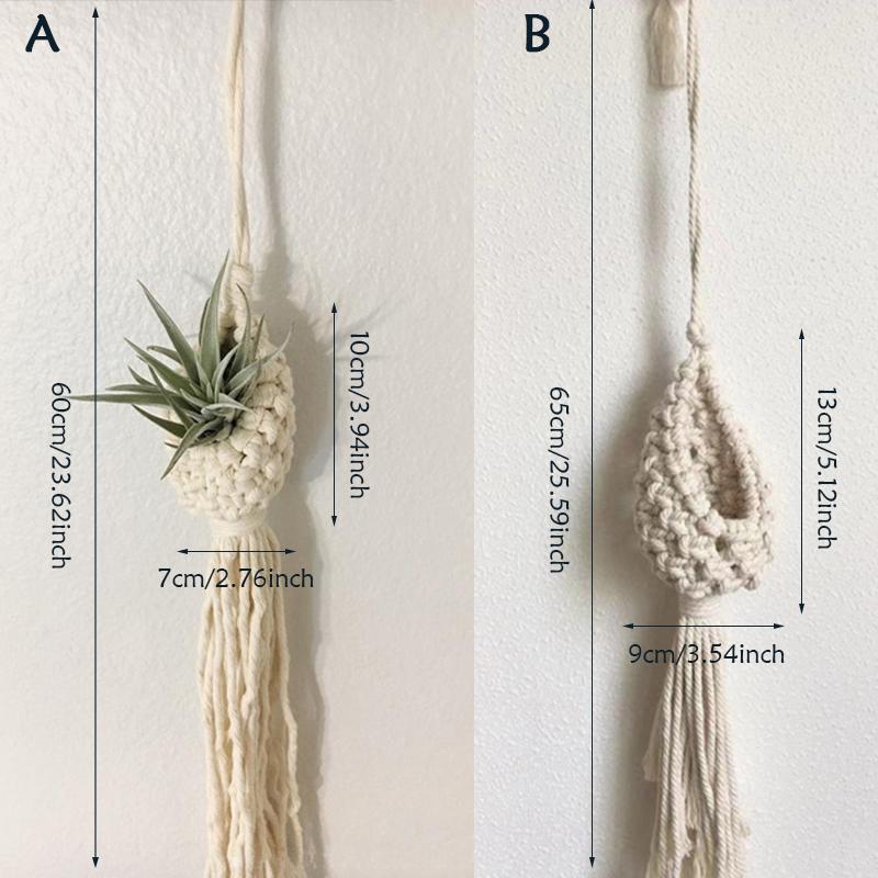 Vävd bomull hängkorg ihålig makramé blomkruka ananasform grönsaksfruktkorg köksträdgård förvaring sup