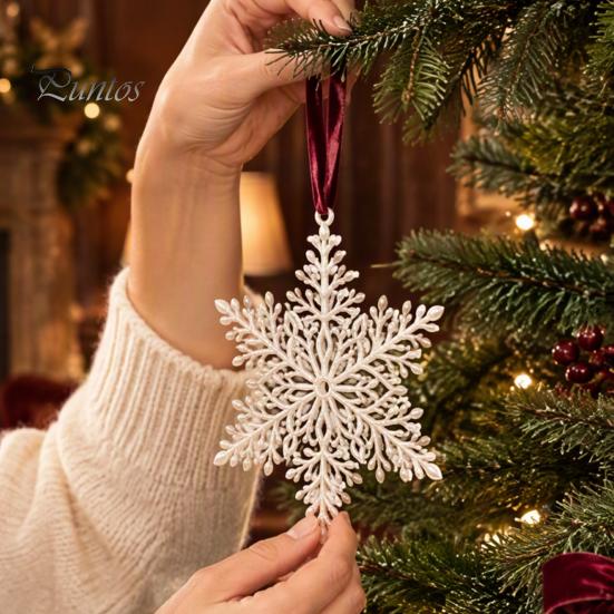 Portable Seasonal Ornament Christmas Snowflake Hanging Ornament, Decorative Xmas Tree Pendant, Shatterproof Decoration for Durable Festive Keepsake