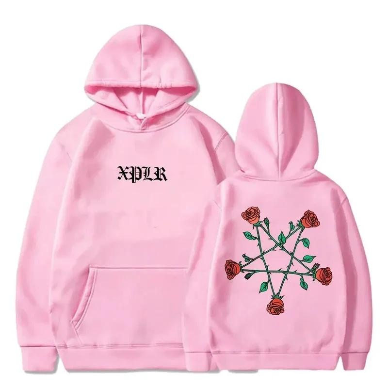 Bluză cu glugă Toamnă și iarnă XPLR Sam And Colby Stea cu cinci colțuri Trandafir Haine pentru cupluri Bluză cu glugă stradală pentru bărbați și femei