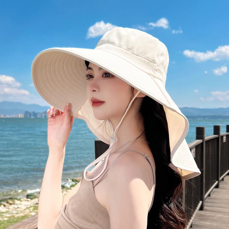 Parent-child simple versatile bucket hat summer outdoor play mountaineering sun protection hat big brim shawl sun hat children