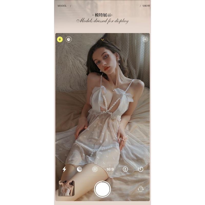 Sexy Sling Pearl Open Crotch Transparent Temptation Sexy Take-off Free Underwear Bed Flirting Underwear