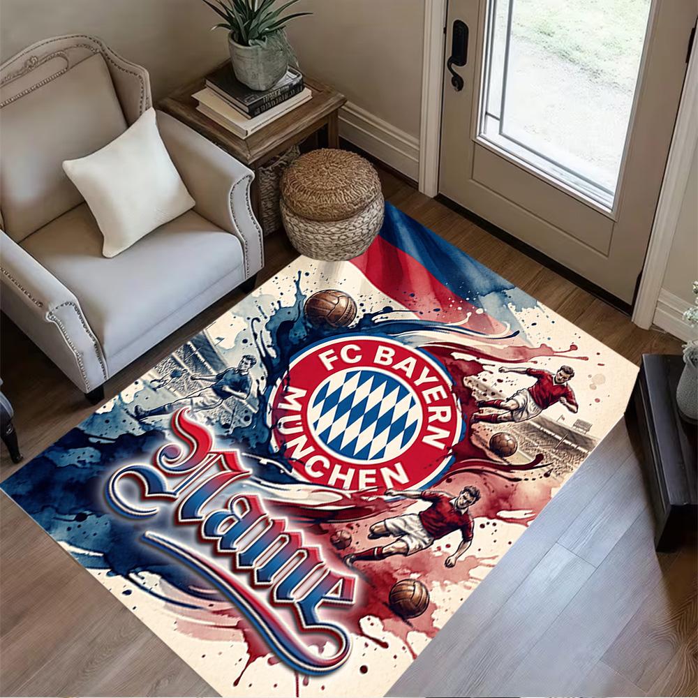 FC Bayern München Fan Art Teppich Design für Studentenwohnheim Küche Esszimmer Spielzimmer Rutschfester Teppich Anime Büro Dekoration Geburtstags-/Weihnachtsgeschenk