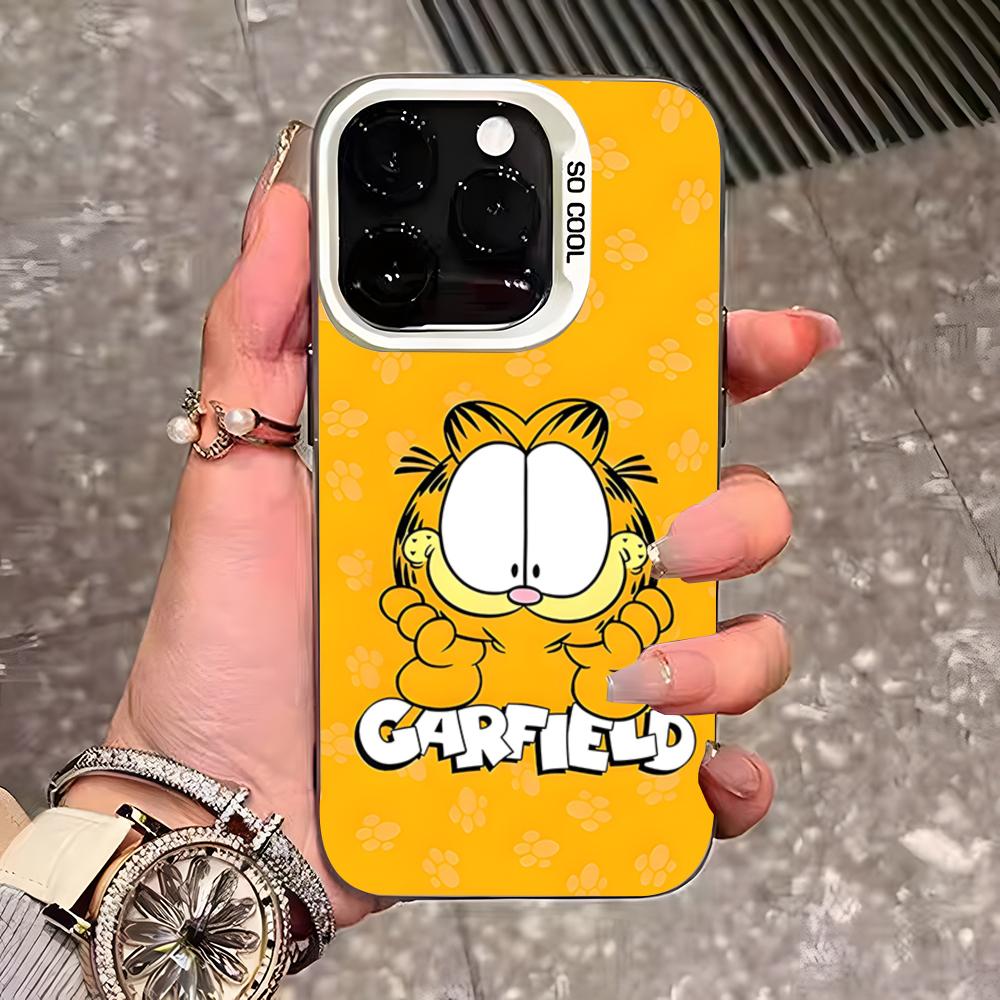 Cute Cat G-GarfieldeS Phone Case For IPhone 17 Pro Max 16 Pro Max 15 14 13 11 12 Mini Xs X Xr 7 8 Plus Se Color Silver Cover