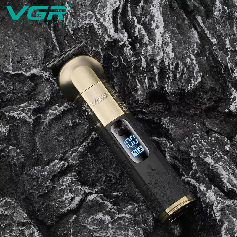 2026 VGR V-296 Professional Retro New Hair Clipper with LCD Digital Display Metal Body Engraving Men's Special Electric Hair Clipper Beard Trimming