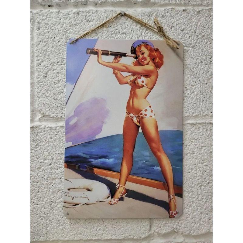 Sexy Girl Metal Tin Sign 20x30 cm for Garage & Workshop Decor