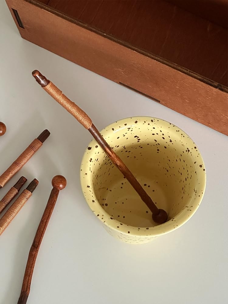 [2-teiliger Muddler aus Naturholz, Vintage-Design] Ast-Design für Kaffee, Tee und Honig. Umweltfreundlich, Verdrehte Drahtenden, Küchenwerkzeug im Retro-Stil (Ca.