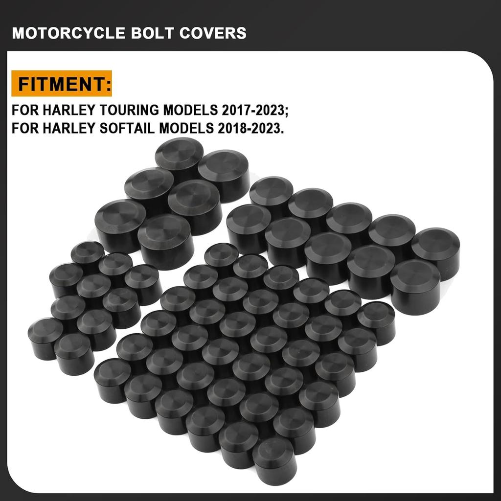 Motorcycle Bolt Covers Head Bolts Engine Toppers Caps Kit for Harley 2017-2024 Touring Road King Street Glide Electra Road Glides 2018-2024 Softail