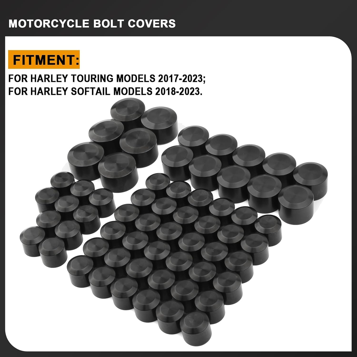 

Крышки болтов мотоцикла Болты головки Двигатель Топперы Колпачки Комплект для Harley 2017-2024 Touring Road King Street Glide Electra Road Glides 2018-2024 Softail чёрный