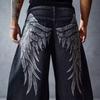 American 2026 new personalized joint wing printing retro style design denim trousers