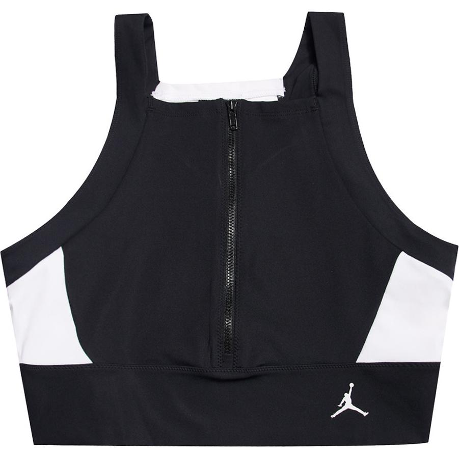 Jordan Logo Color Block Comfortable Breathable Sports Training Crop Tank Top Women Tops Black CV7980-010