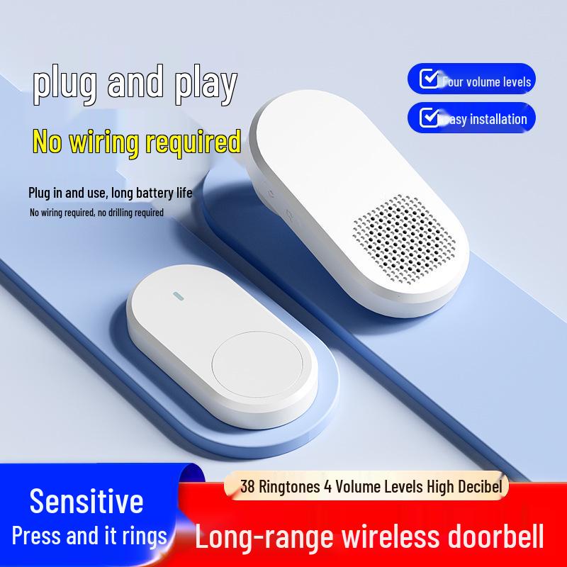Wireless Doorbell with 38 Ringtones & Loud Volume, Long-Range Wall Penetration, Ideal for Homes & Elderly Call Button.
